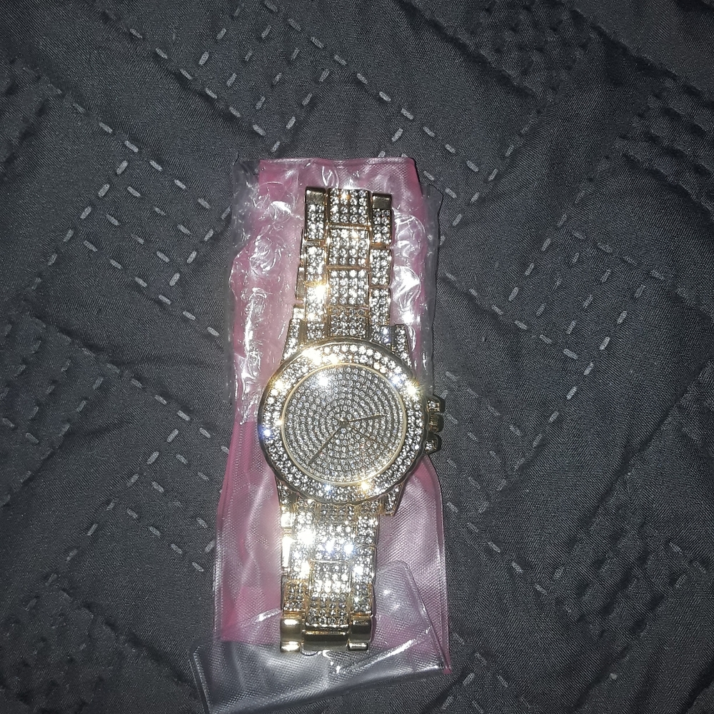 Mens hip hop bling  shiny watch